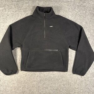 Gymshark 1/4 Zip Womens Small Black Sherpa Athleisure Workout Running